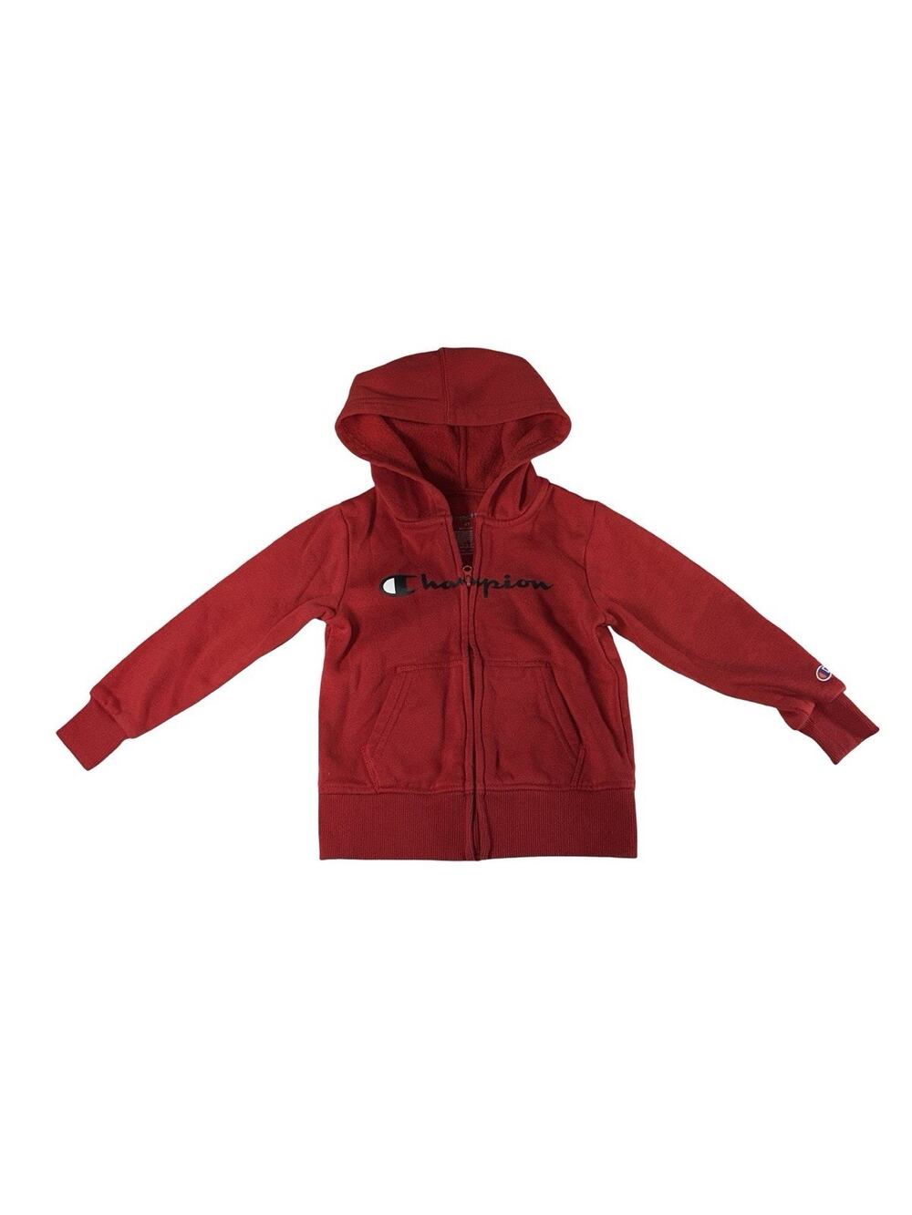 Champion Toddler 4T Red Full Zip Hoodie Script Logo Fleece